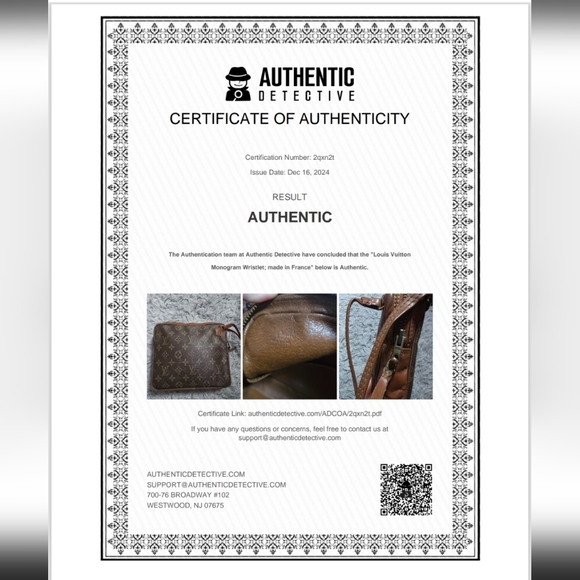 Louis Vuitton Signiture Monogram Brown Vintage Wristlet (EUC)(COA) - Picture 13 of 13